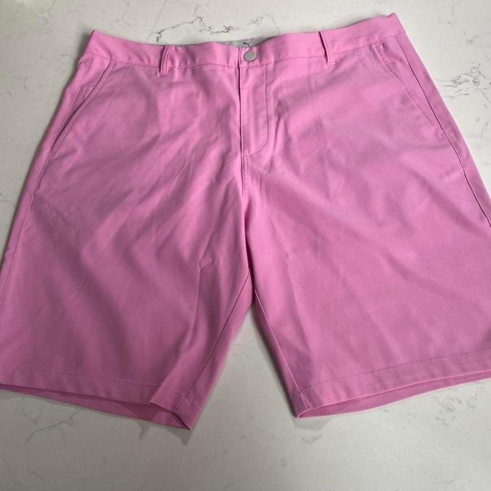 Puma Golf Dealer Shorts Men's 36 Pink Performance Stretch Flat Fron